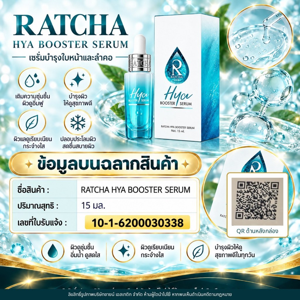 [ของแท้จากบริษัท มีQRสแกน]Hya Booster Serum รัชชา ไฮยา บูสเตอร์ เซรั่ม 1ขวด 15ml. ผิวชุ่มชื้น อิ่มฟู — صورة 6