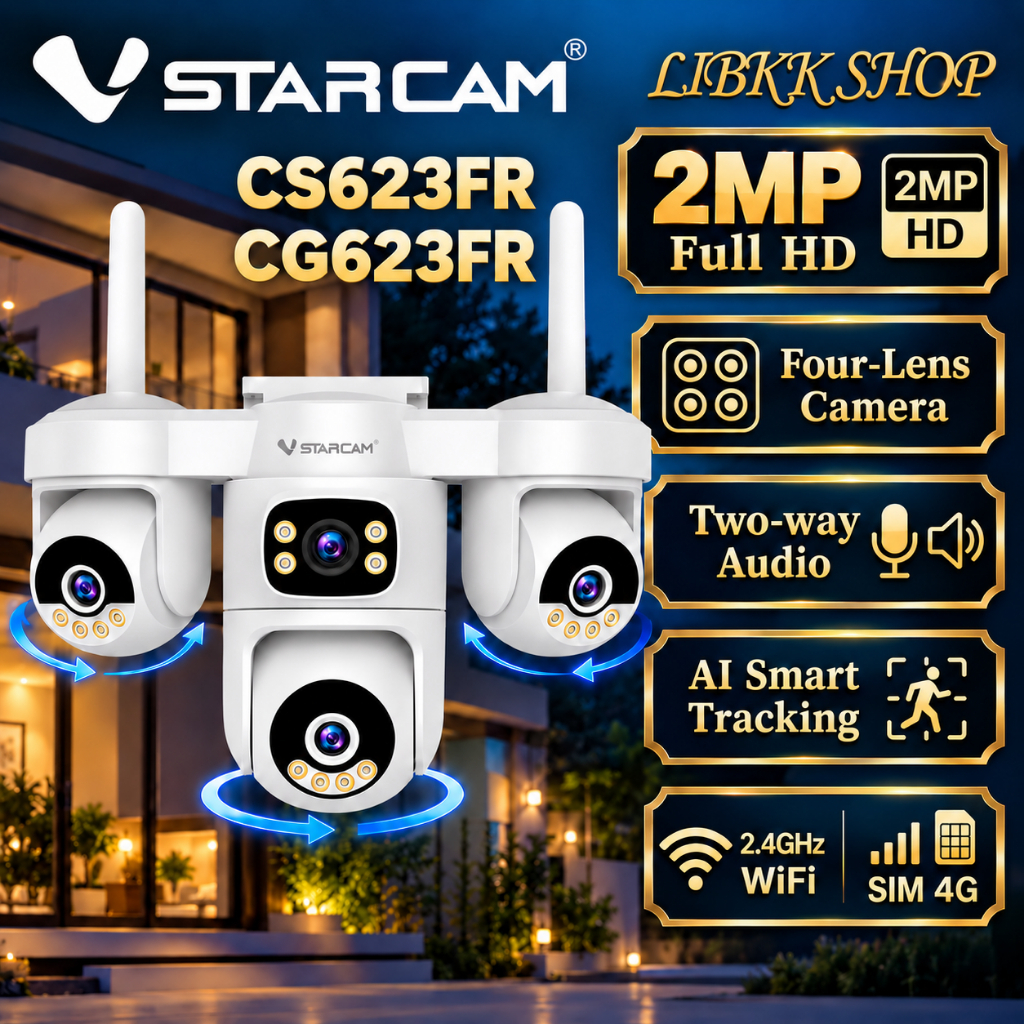VSTARCAM CS623FR CG623FR AOV ( 2MPX4 ) WIFI SIM 4G camera 1080P X4 4G iP Camera กล้องวงจรปิดไร้สาย
