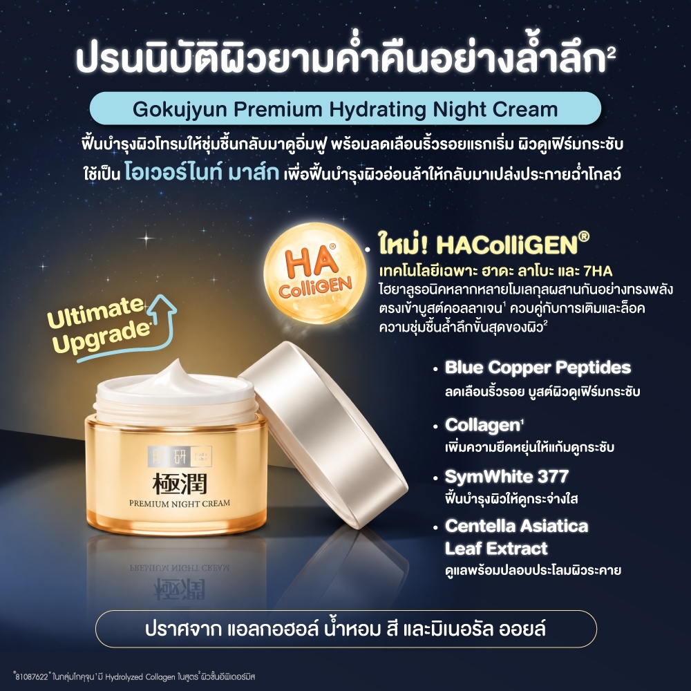 Hada Labo كريم ليلي Gokujyun Premium ‏50 غ — صورة 3