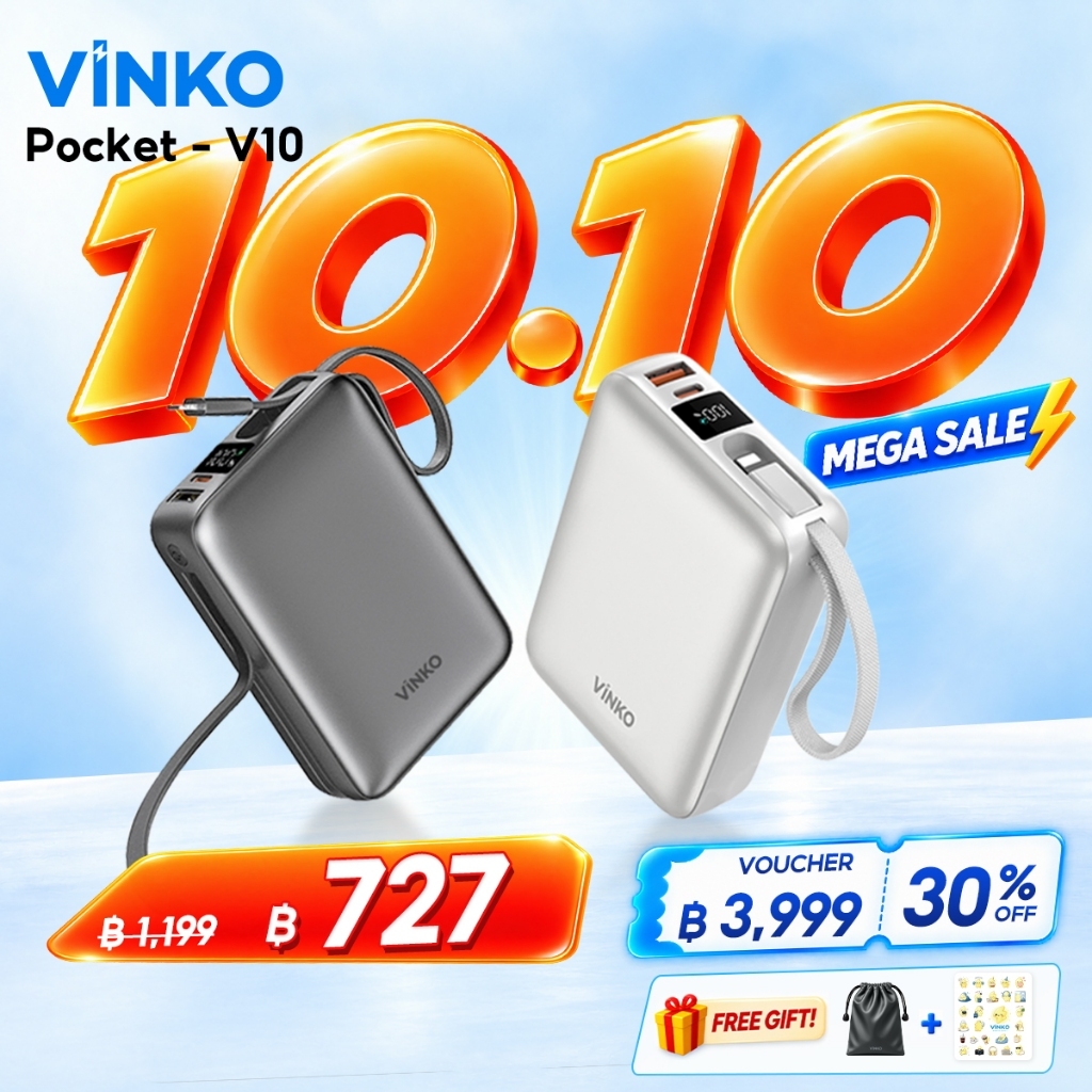 [เครื่องหมาย CCC]VINKO Pocket V10 Power Bank 20000mAh แบตสำร