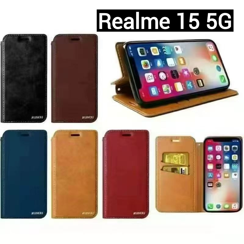Realme 15T 5G/Realme 15 5G/Realme 15 Pro 5Gเคสฝาพับrealme 15 5Gเคสกระเป๋าเปิดปิดแบบแม่เหล็ก เก็บนามบ