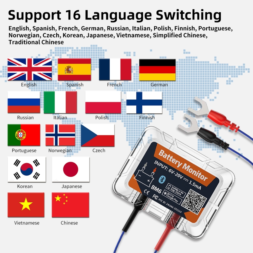 🔥【จัดส่งจากประเทศไทย】เครื่องทดสอบแบตเตอรี่ BM6 Pro Bluetooth 4.0 🌟 ใช้งานร่วมกับ Android/iOS ✅ เครื่องทดสอบแบตเตอรี่รถยน
