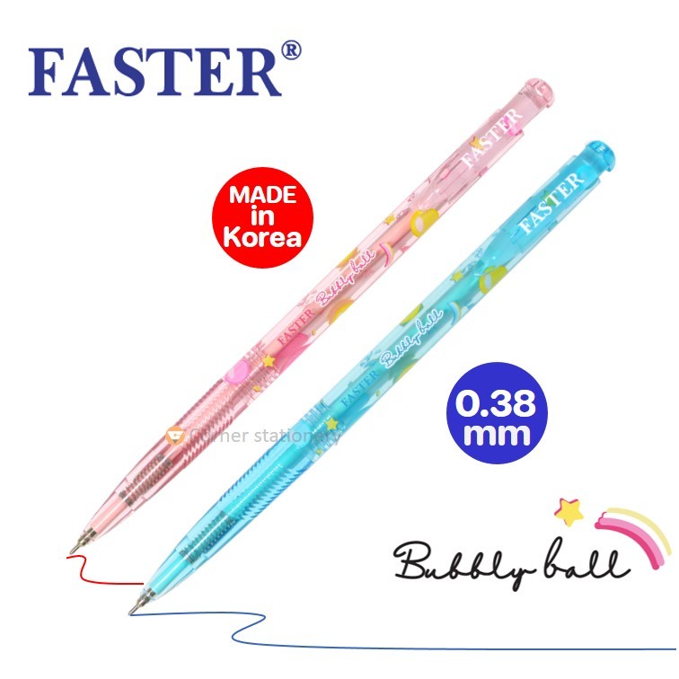 ปากกาลูกลื่นกด 0.38 มม.ตราฟาสเตอร์ Faster รุ่น CX515 หมึกสีน้ำเงิน/แดง ผลิตเกาหลี bubbly ball pen
