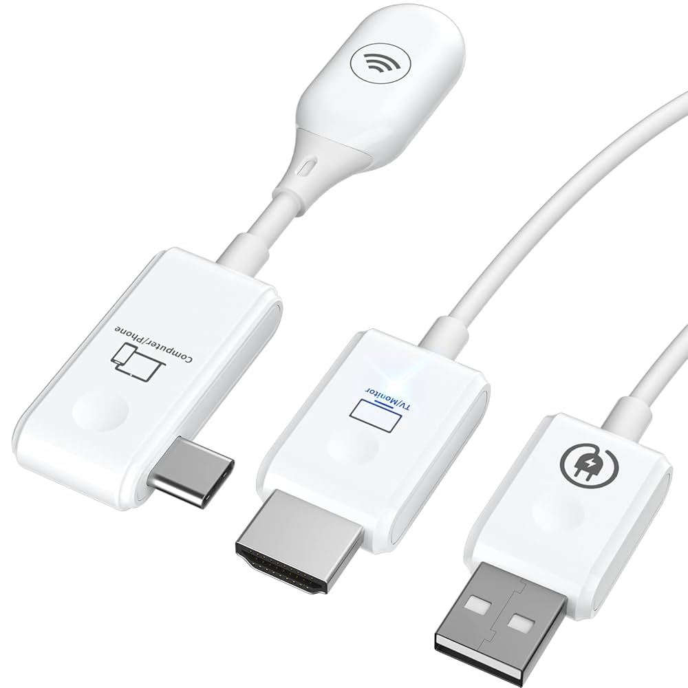 HDMI ไร้สาย สะท้อนหน้าจอแบบไร้สาย HDMI TO USB/TYPE-C รับสัญญาณได้ถึง 50 เมตร.