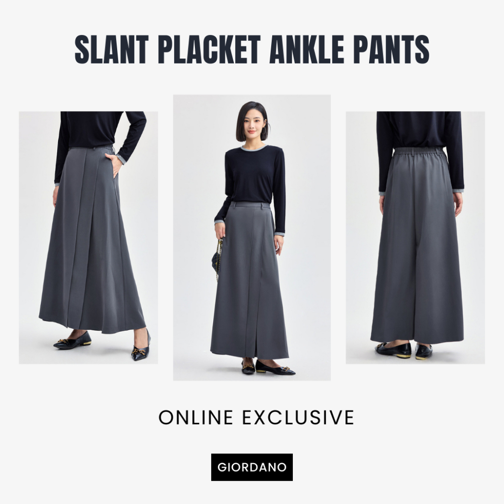 GIORDANO (Online Exclusive) กางเกงผู้หญิง Women's Slant Placket Pants 13424170 B1