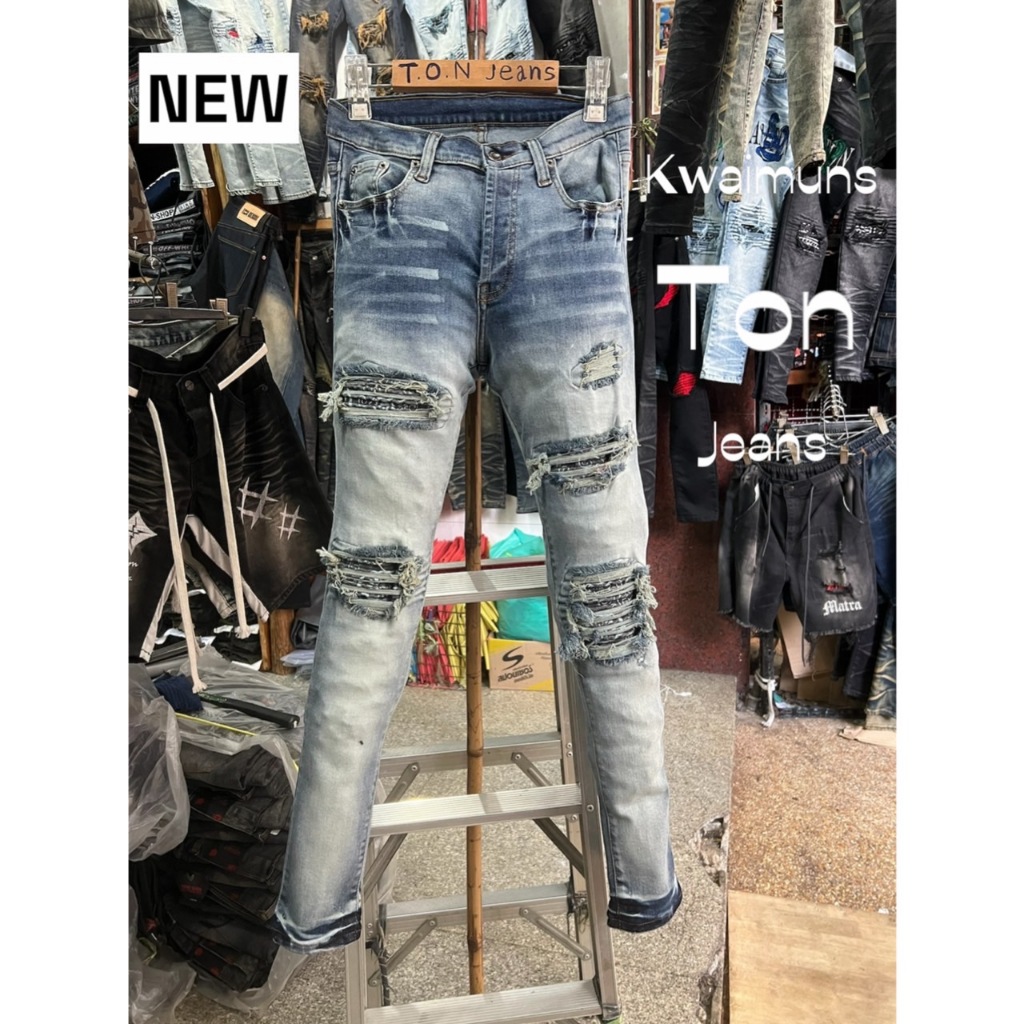 🔥 NEW! Ton Jeans 🔥 กางเกงยีนส์ขาเดฟผ้านอก แต่งขาดดีไซน์เท่ ใส่แล้วโคตรเฟี้ยว 😎 ส่งฟรีมีปลายทาง