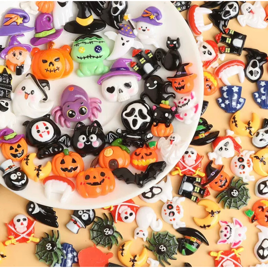 เรซิ่น DIY ฮาโลวีน คละลาย 10 ชิ้น Mขนาด2cm., Lขนาด3cm.