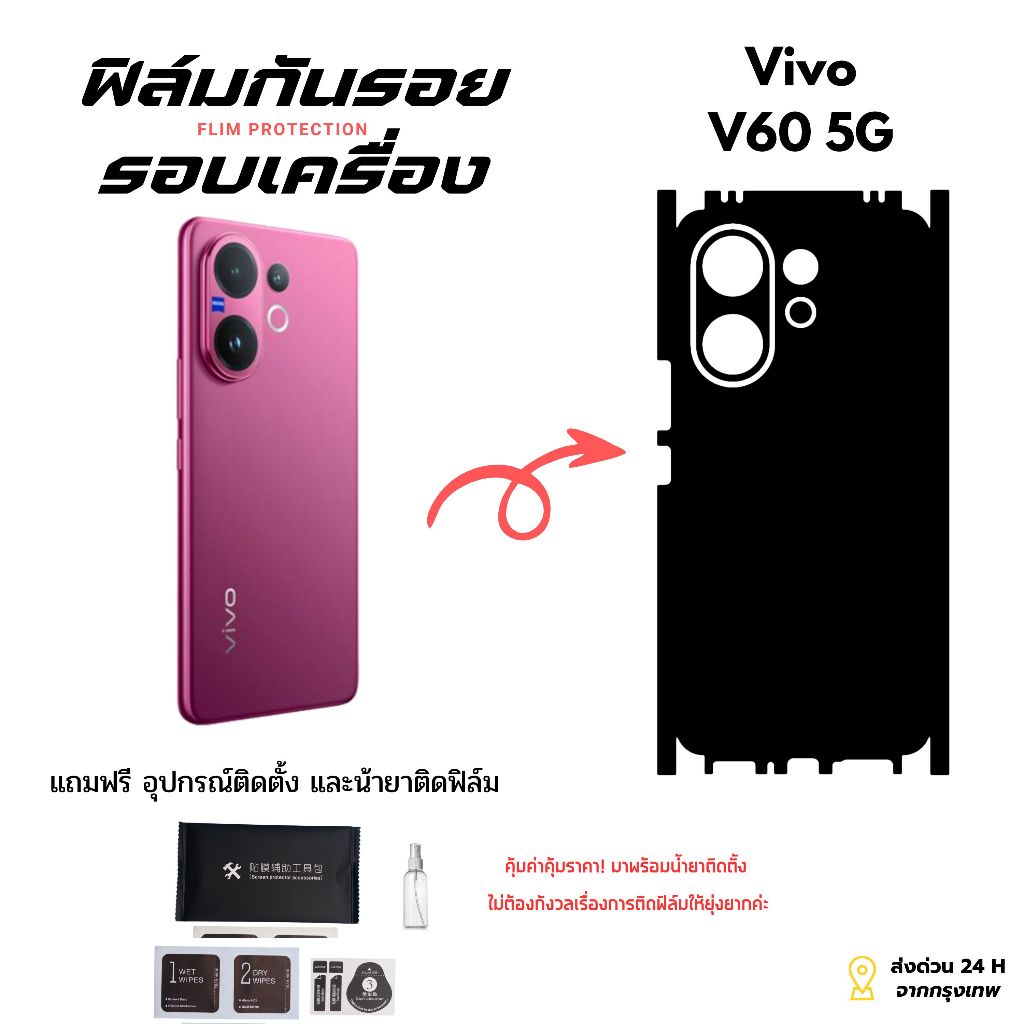 ฟิล์มกันรอยด้านหลังและขอบข้าง Vivo  X300 Pro  5G| ฟิล์มบางเฉียบ ไม่อมความร้อน ติดแน่น ไม่ดีดขอบ