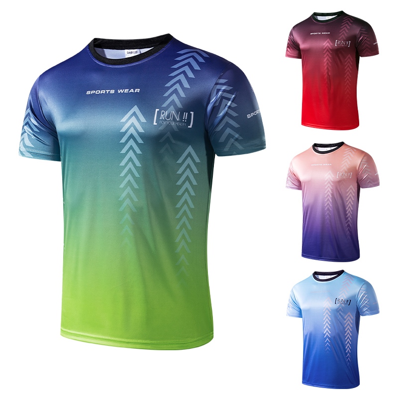 เสื้อคอกลม RUN ผ้าไมโครเกรดพรีเมี่ยม เสื้อกีฬา unisex เสื้อยืดแขนสั้น