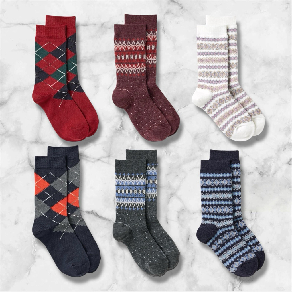 [สินค้าใหม่] Uniqlo - ถุงเท้า HEATTECH ลาย Fair Isle | ลาย Argyle ถุงเท้าข้อยาว แบรนด์แท้ 100%