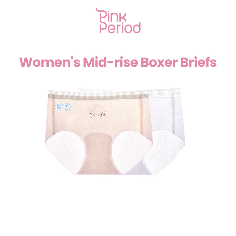 Pink Period กางเกงใน กางเกงในหายใจได้ ไร้ขอบ กางเกงในไร้ขอบ Mid-Waist เนื้อผ้าระบายอากาศ ใส่สบายตลอดวัน