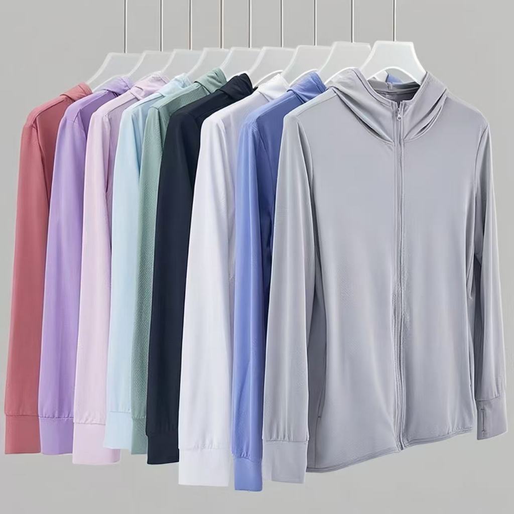 DOMI เสื้อคลุมกันแดด เสื้อคลุมกัน UV เสื้อคลุมผ้าลื่น ป้องกันผิวจาก UV เสื้อคลุมมีฮู้ด Sport ออกกำลั