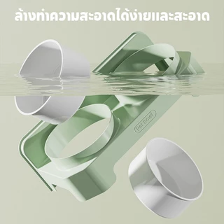 ชามแมววัสดุPP ชามอาหารแมว จานอาหารแมว ถอดออกได้ สองชั้นเพิ่มความลึก ปลอดภัยและไม่เป็นพิษ