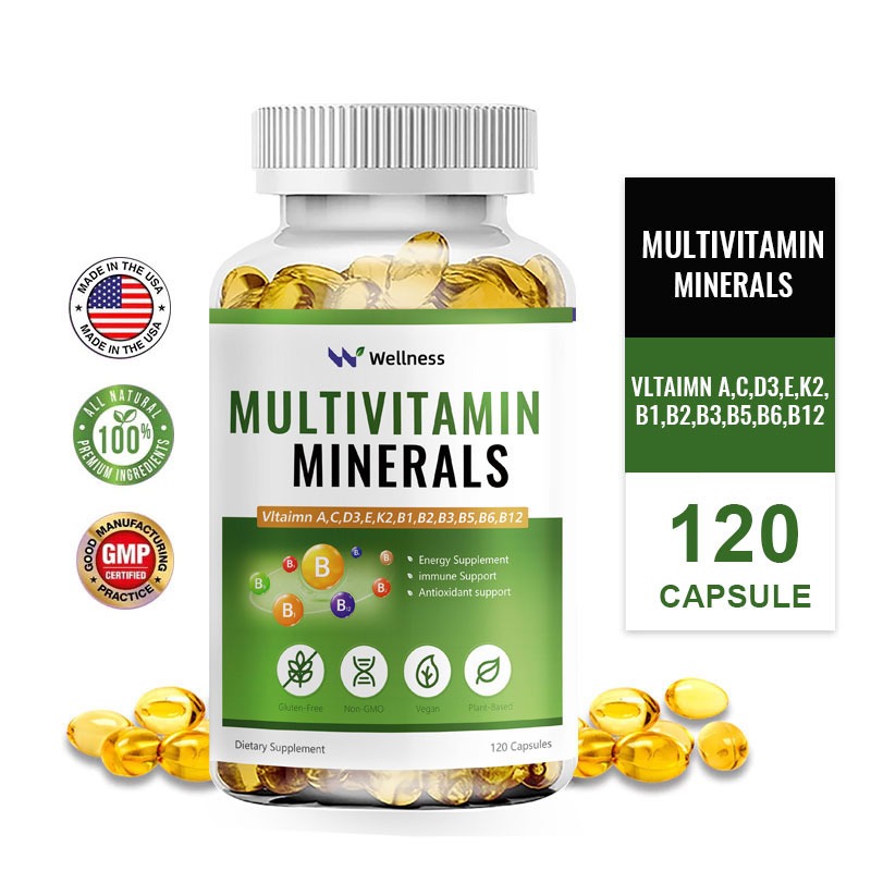 Wellness Multivitamin แคปซูลมัลติวิตามินพร้อมวิตามินและแร่ธาตุเพื่อพลังงาน สมอง หัวใจ ผิว สุขภาพดวงตา Vitamin Supplement ราคา ถูกที่สุด ดีลบีเคเค