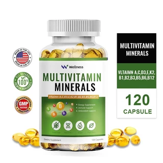 Wellness Multivitamin แคปซูลมัลติวิตามินพร้อมวิตามินและแร่ธาตุเพื่อพลังงาน สมอง หัวใจ ผิว สุขภาพดวงตา Vitamin Supplement