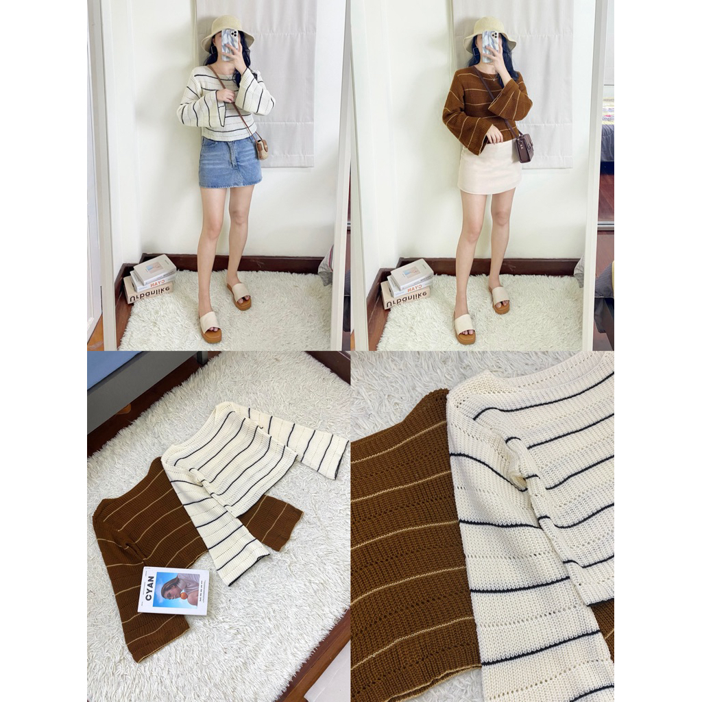 🧁New Top เสื้อครอปไหมพรมถักนุ่มฟู ไม่สั้นเกินไป