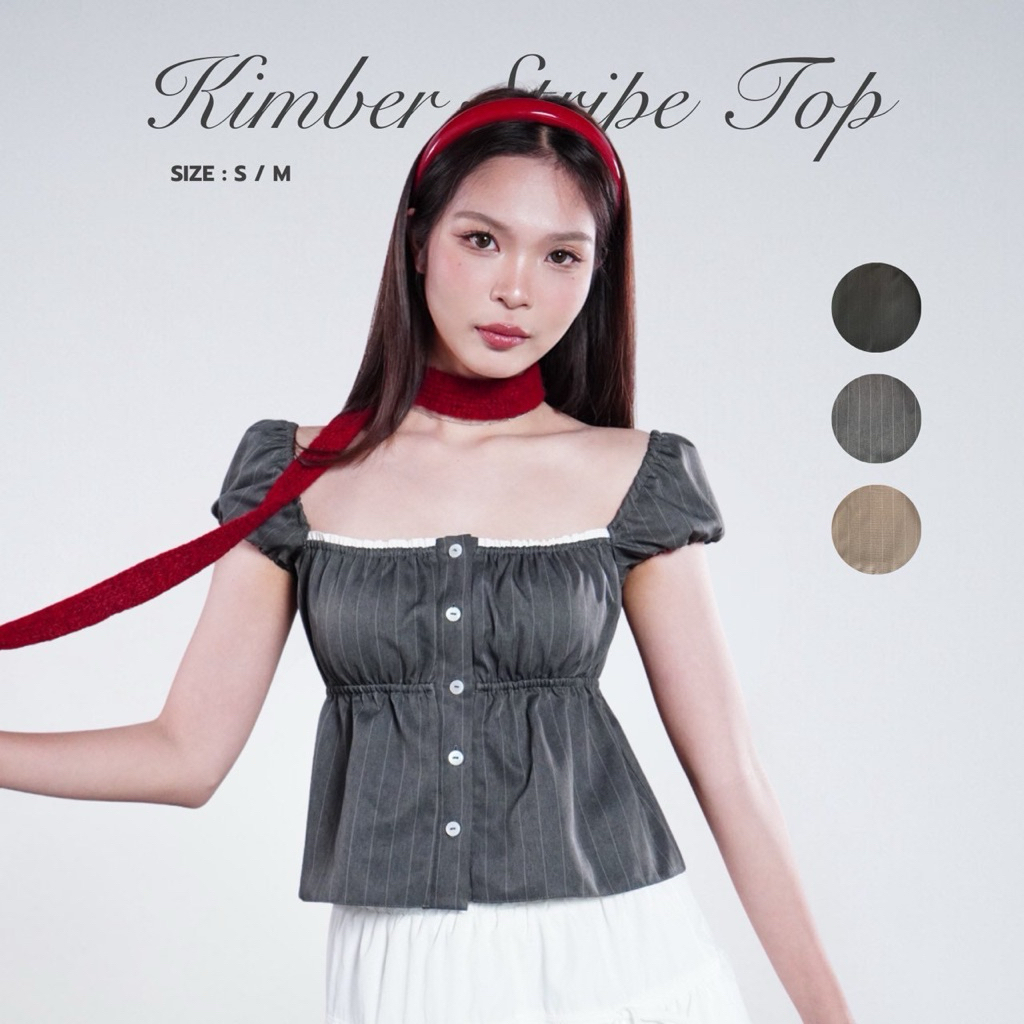 ･῾ ᵎ Kimber Stripe Top * เสื้อกระดุมลายริ้ว