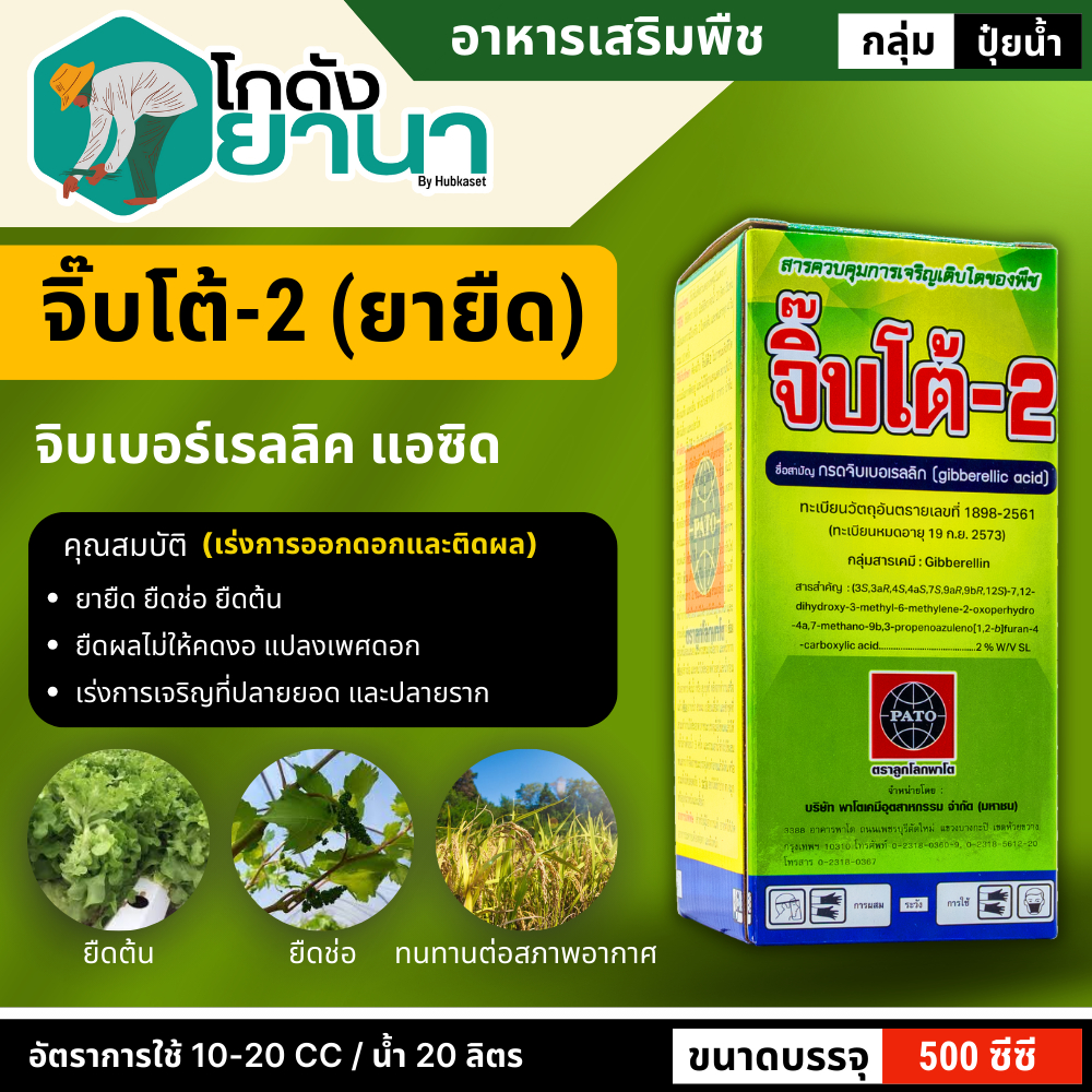 🌾 จิ๊บโต้-2 (กรดจิบเบอร์เรลลิคแอซิด) ขนาด 500ซีซี จิ๊บยืดยอด ยืดช่อ ยืดผล