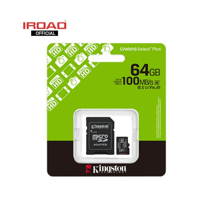 IROAD Kingston 64GB เมมโมรี่ microSD รุ่น Canvas Select Plus Class 10 เมมโมรี่การ์ด Micro SDHC Card