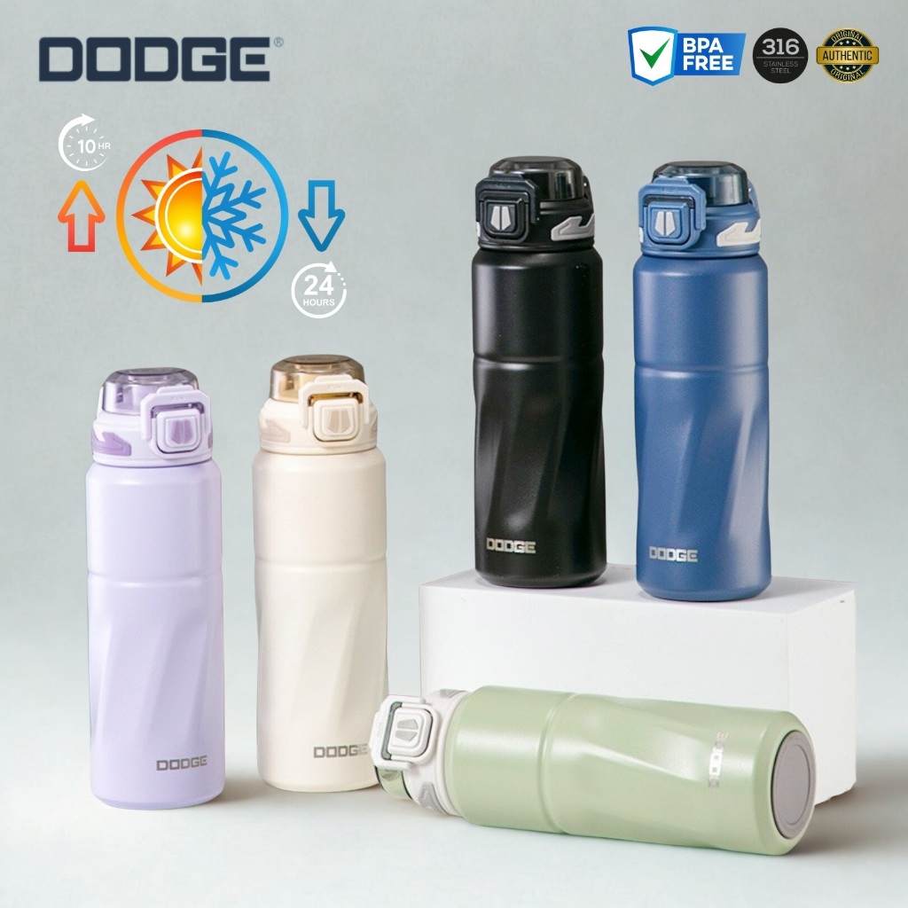 DODGE กระบอกน้ำหลอดเด้ง เก็บความเย็นยาวนาน ระบบล็อคฝาป๊อบอัพ 820ML สแตนเลส 316 มีสายหิ้วถือเหมาะสำหรับพกพา