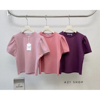 A101 คอกลมสีพื้นแขนกึ่งเจ้าหญิง