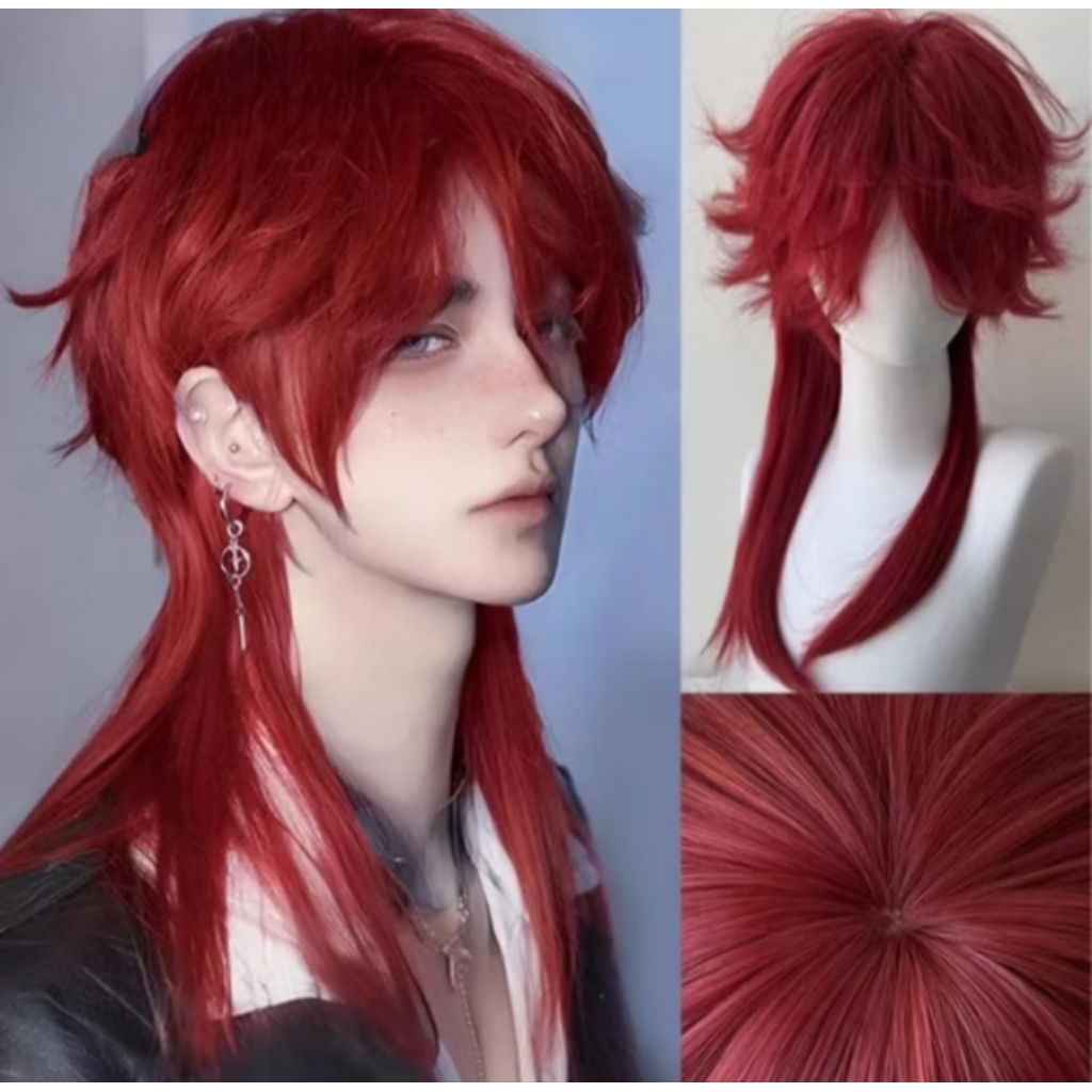 วิกผมทรงยี่ปุ่นสีแดง-ดำ-ขาว-ทอง-เทาพร้อมส่งไวจากไทยทุกวัน