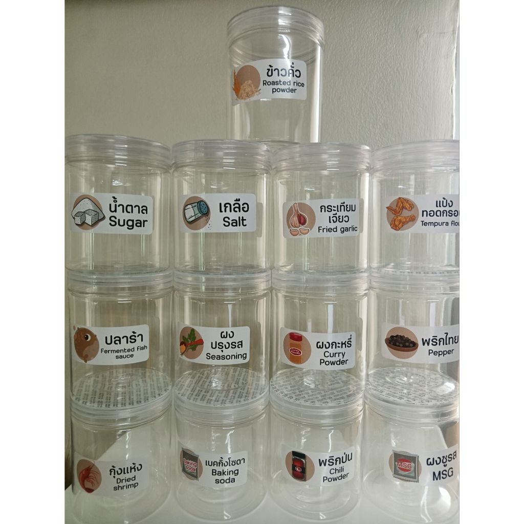 *พร้อมส่งในไทย* กระปุกกลมใส PET พร้อมฝาปิด กระปุกใส่ขนม กระปุกใส่เครื่องปรุง ขายแยก