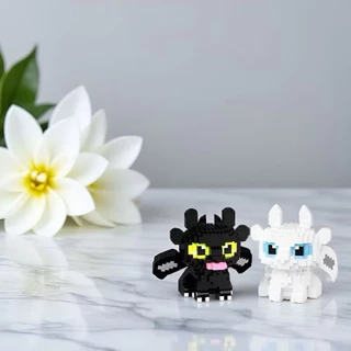 ตัวต่อ​นาโน​ เขี้ยวกุด​ การ์ตูน​ดัง​ๆ มี2แบบ Night Fury&Light Fury Building Blocks วิธีฝึกของขวัญของเล่นมังกรของคุณ