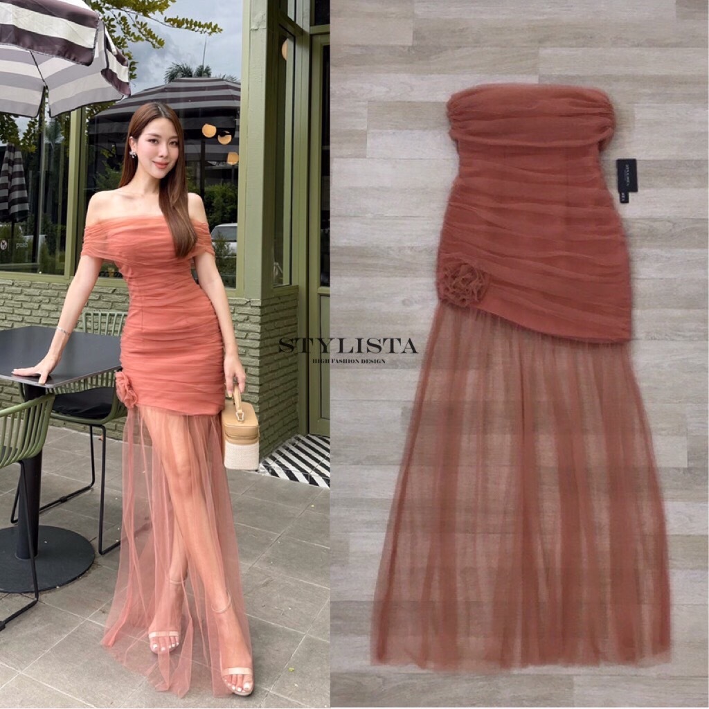 STYLISTA Dress สีส้มอิฐ ใส่ออกงาน