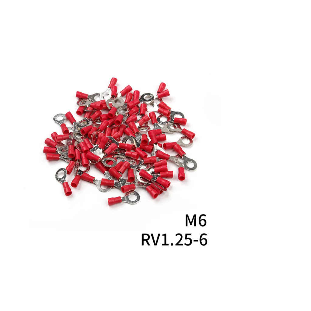 หางปลากลม RV1.25-6 (แบ่งขาย 20 ชิ้น/ถุง) สำหรับสาย 0.5-1.5 sq.mm 22-16AWG