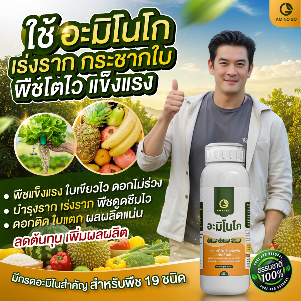 [3ขวด] อะมิโนโก(ขวดเล็ก) 500 ML - AMINO GO กรดอะมิโนสำคัญต่อพืช19ชนิด สูตรออร์แกนิค ธรรมชาติ100% - รูปที่ 3
