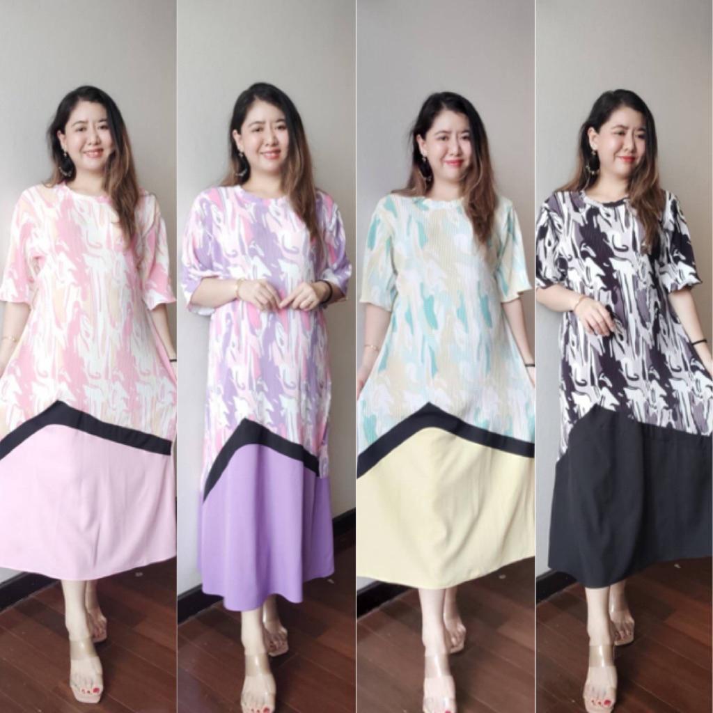 ชุดเดรสลายสวย พาสเทล ชุดเดรสเนื้อผ้าอัดพลีทพิมพ์ลายแมวน่ารัก ชุดเดรสFreesize เดรสยืดผ้าพลีส สาวอวบ พลัสไซด์ คนท้องใส่ได้