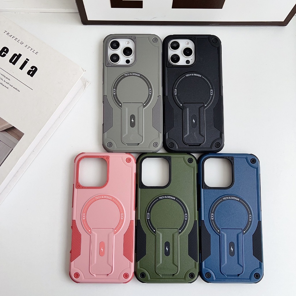 DJ เคสกันกระแทก สําหรับ iPhone 16e 11 12 13 14 15 16 Pro Max Mini Plus magnet Case PC TPU แข็ง กันกระแทก พับได้ ตั้งได้ รูปที่ 7