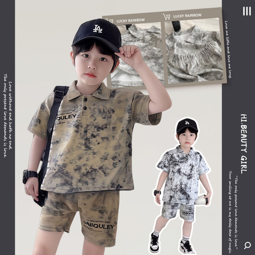 [จัดส่งวันนี้] เด็กผู้ชาย เสื้อแขนสั้น และกางเกงขาสั้น ลำลอง สไตล์เกาหลี ชุดเซ็ท2ชิ้น สําหรับเด็กผู้ชาย 2-15 ปี