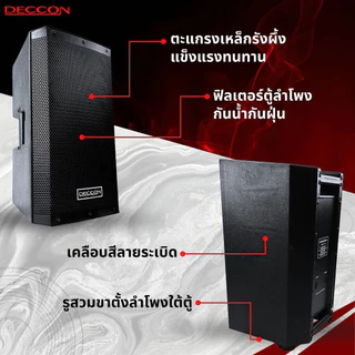 DECCON EV-15S ตู้ลำโพง 15 นิ้ว 1500W (1ใบ) พลาสติก ABS ลำโพงพร้อมดอก ลำโพง มอนิเตอร์ EV15S EV15