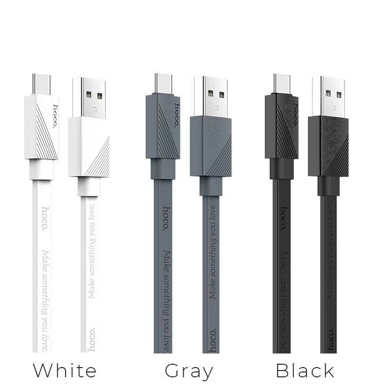 HOCO U34 สายชาร์จมือถือ Type-C /Micro สายแบน ไม่พันกัน ความยาว 1.2 เมตร จ่ายไฟ 2.4A คุณภาพดีของแท้