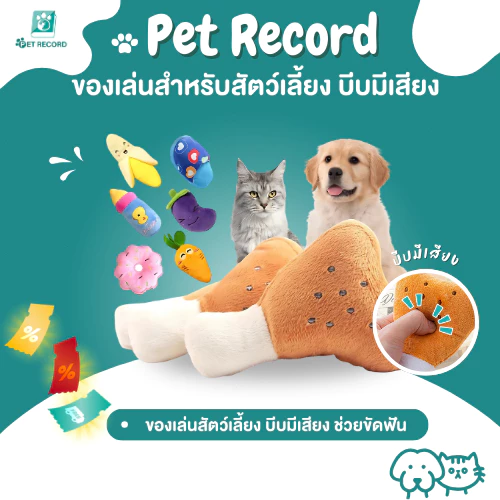 Pet Record ของเล่นสำหรับสัตว์เลี้ยง เสียงโต้ตอบ เคี้ยวของเล่นตุ๊กตา ของเล่นสุนัข ของเล่นแมว