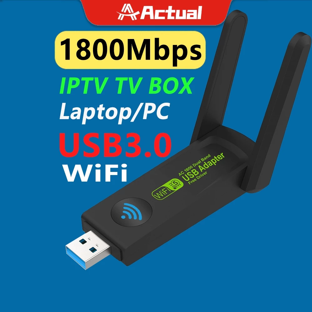 Actual ตัวรับสัญญาณการ์ดเครือข่ายเครื่องส่งสัญญาณ WiFi 2.4Gไร้สายUSB3.0 อะแดปเตอร์WiFi 1800M เหมาะสำหรับคอมพิวเตอร์เรา