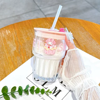 แก้วน้ำ 300 ml วัสดุแก้ว ทนร้อน ลายการ์ตูน น่ารัก ของขวัญ พร้อมส่ง