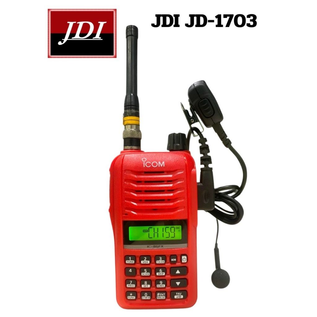 ไมค์หูฟัง JDI ใช้กับวิทยุสื่อสาร ICOM รุ่น IC-80FX,IC-86FX.IC-50FX,IC-30FX ,IC-3FGX , IC-V80 ,IC-V86