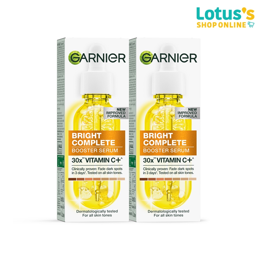 การ์นิเย่ ไบรท์ คอมพลีท วิตามินซี พลัส บูสเตอร์ เซรั่ม x2 GARNIER BRIGHT COMPLETE SERUM 30ML.X2