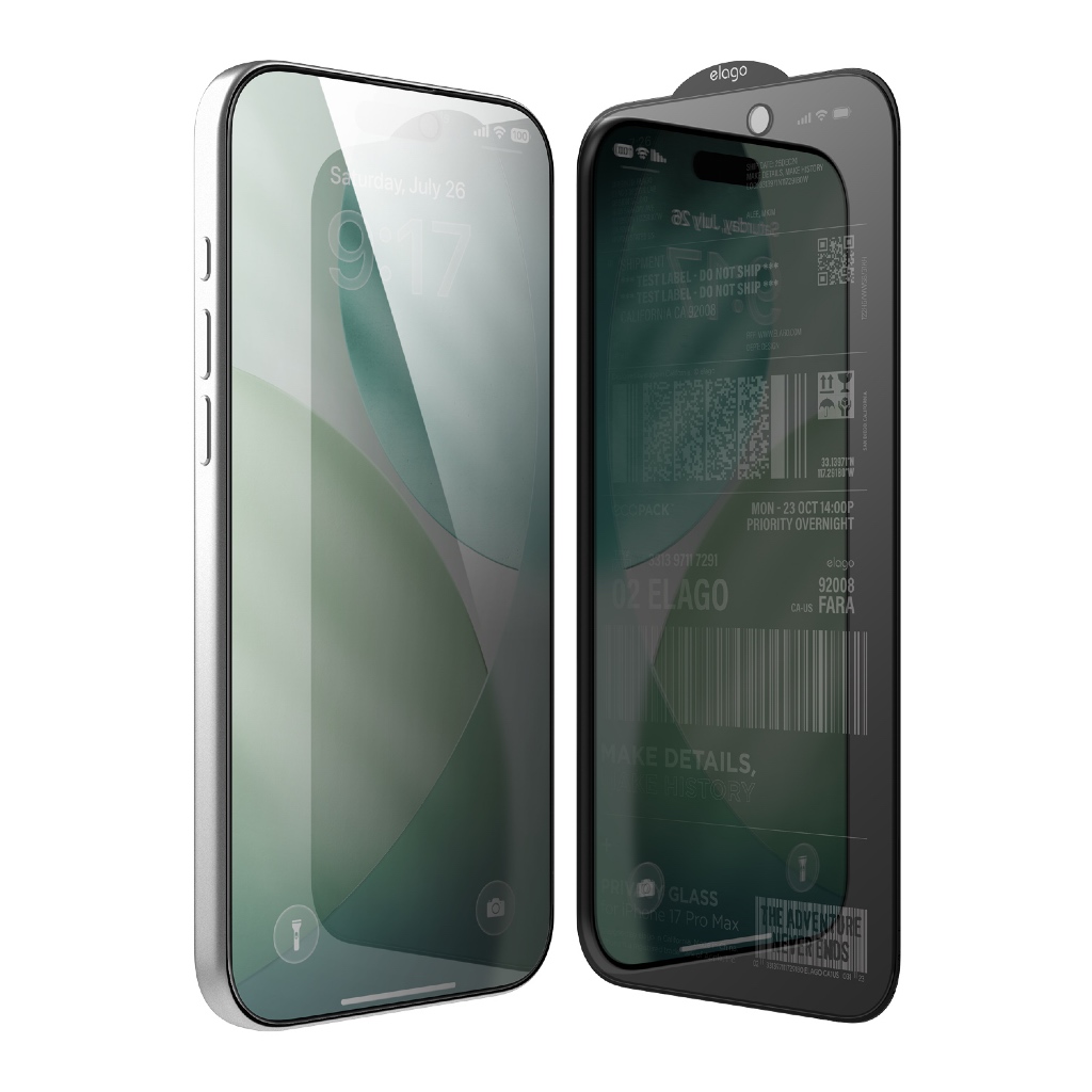 elago iPhone 17, 17 Air, 17 Pro, 17 Pro Max Tempered Privacy Glass Protector ฟิล์มกระจกกันส่อง
