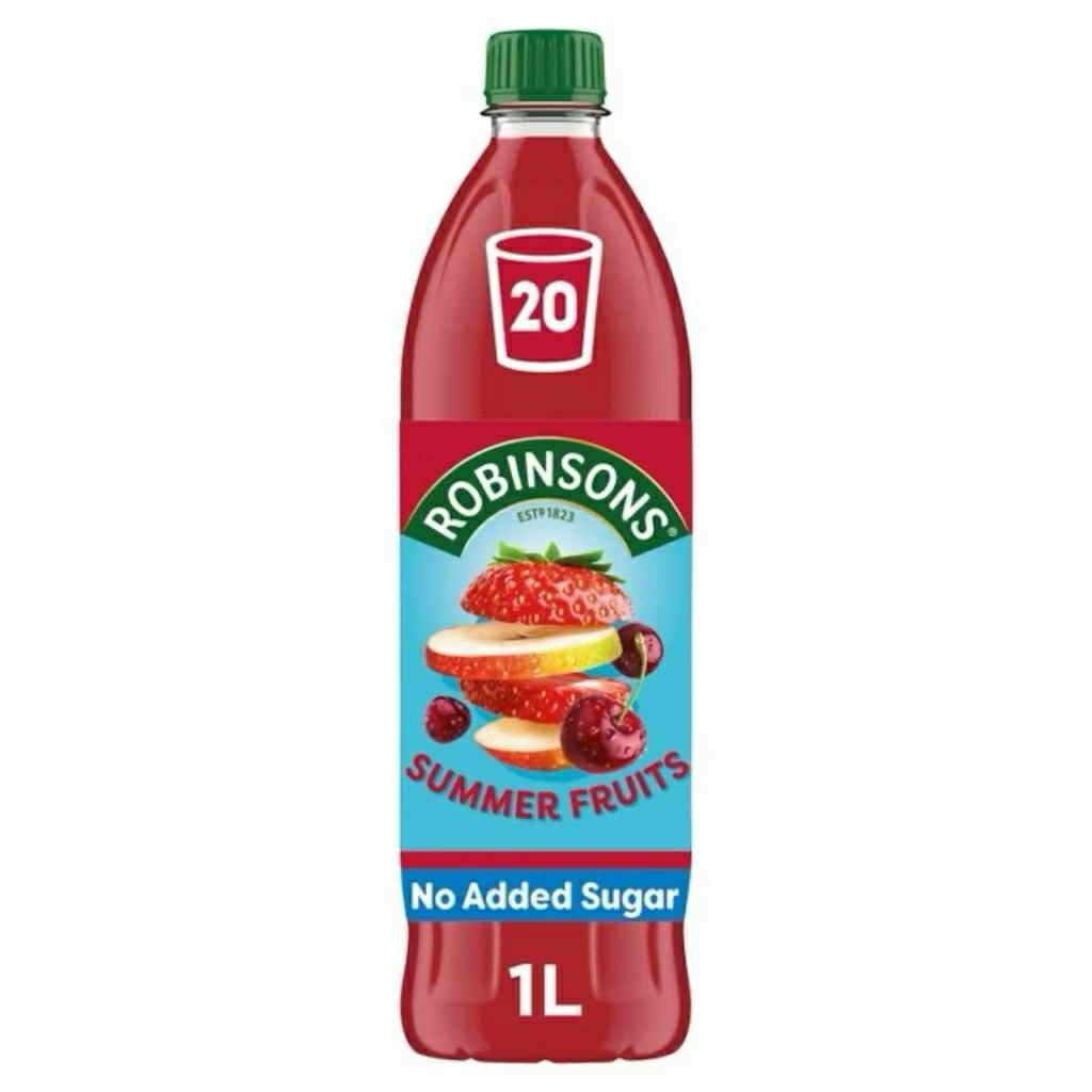 Robinsons Double Strength Summer Fruits No Added Sugar Fruit Squash 1L.-โรบินสัน ซัมเมอร์ฟรุ๊ตสคนวอช