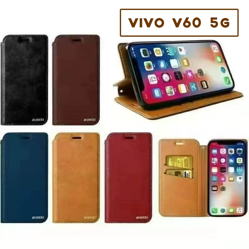 Vivo V60 Lite 5G/Vivo V60 5G(ส่งในไทย)เคสฝาพับVivo V60/Vivo V60 Liteตรงรุ่น เคสกระเป๋าเปิดปิดแบบแม่เ