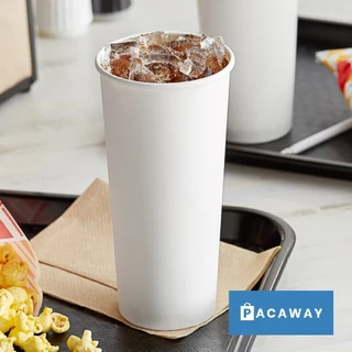 แก้วกระดาษเย็น สีขาว 12oz 16oz 22oz ถ้วยกระดาษที่ใช้แล้วทิ้ง Paper Cold Cup
