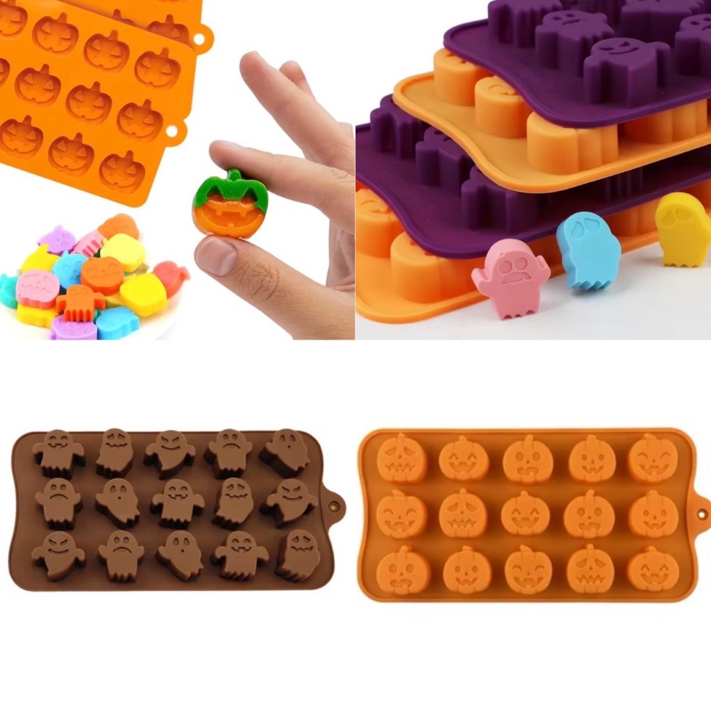 พิมพ์ช็อคโกแลต คละลาย Halloween Mini Chocolate Mold รูปฟักทอง ผีน้อย พิมพ์สบู่ ทอฟฟี่  ซิลิโคน