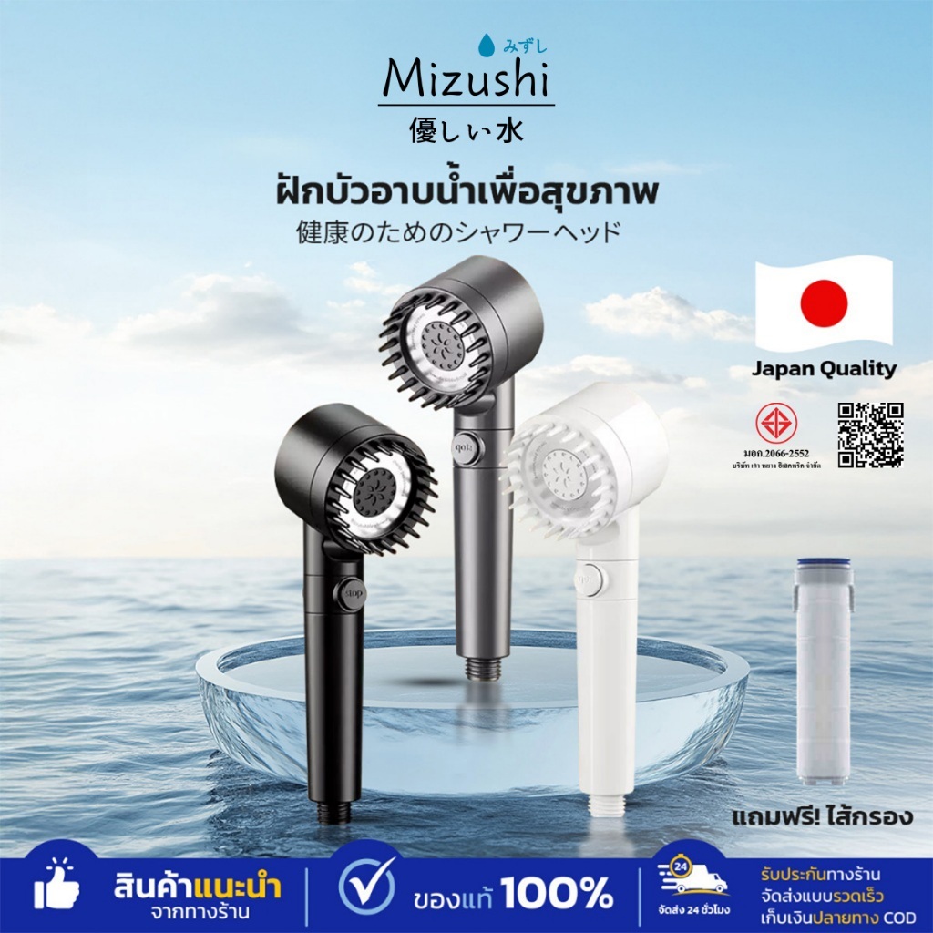 ฝักบัวแรงดันน้ำสูง มีซิลิโคนนวดเหมือนสปา ฝักบัวนวด ชุดฝักบัวอาบน้ำ ฝักบัวนวด ใส่ไส้กรองน้ำได้ วัสดุกันสนิม
