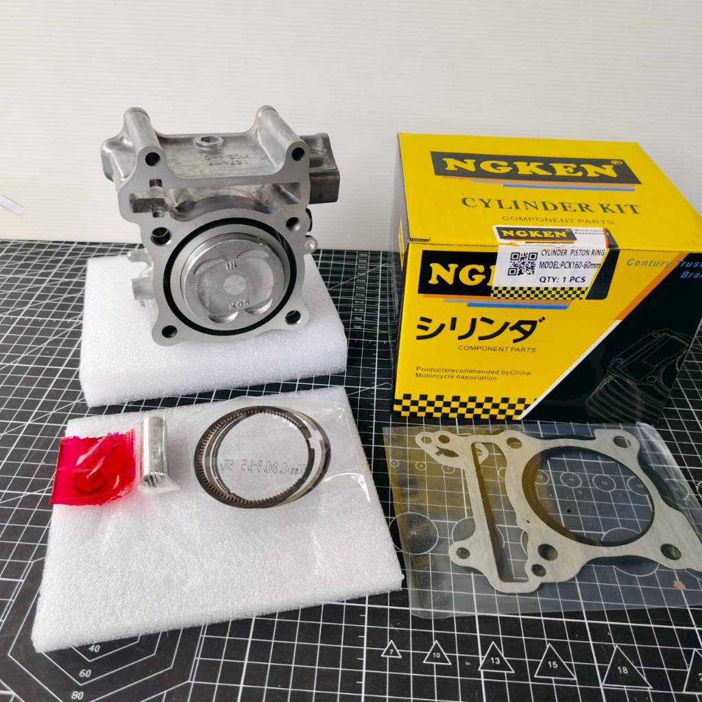 เสื้อสูบ PCX160  ขนาด 60 มิล STD เสื้อ+ลูกสูบ+แหวน+ปะเก็น+กิ๊บ+สลัก ชุดใหญ่พร้อมประกอบครบชุด ** ใส่ lead Giorno งานNeken