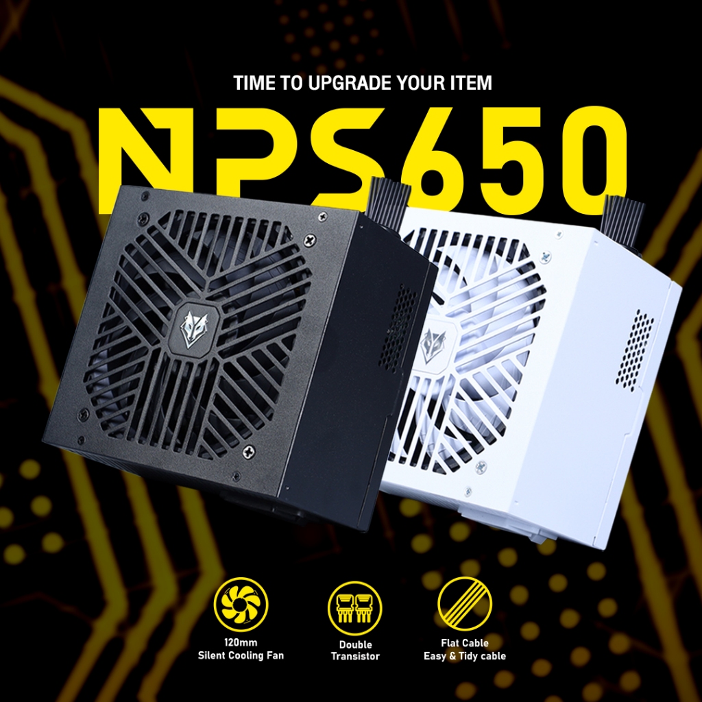 POWER SUPPLY (อุปกรณ์จ่ายไฟ) NUBWO NPS650 650W (BLACK / WHITE) คุณภาพดี มีสีขาวแ
