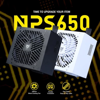 POWER SUPPLY (อุปกรณ์จ่ายไฟ) NUBWO NPS650 650W (BLACK / WHITE) คุณภาพดี มีสีขาวและดำ